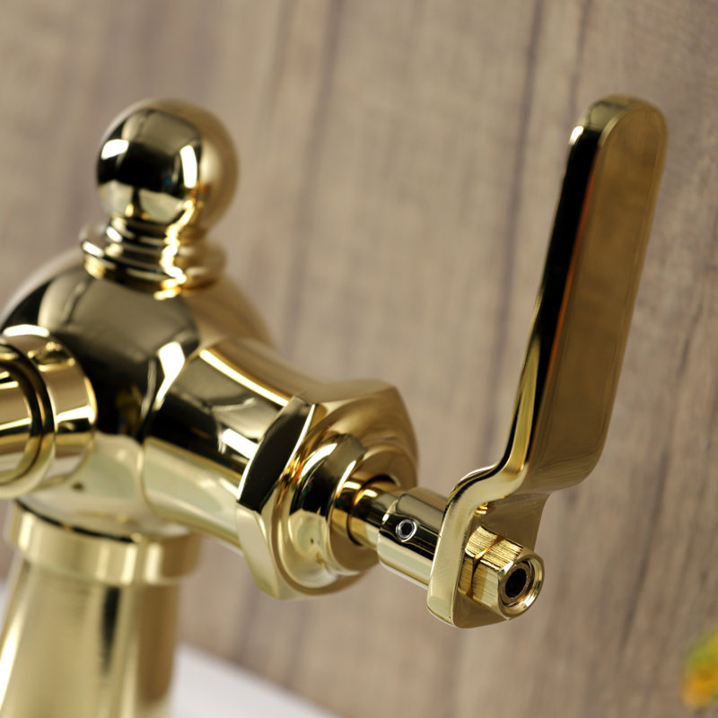 Robinet de salle de bain 1 poignée à fixation sur le comptoir à poignée simple Kingston Brass Knight, Laiton poli