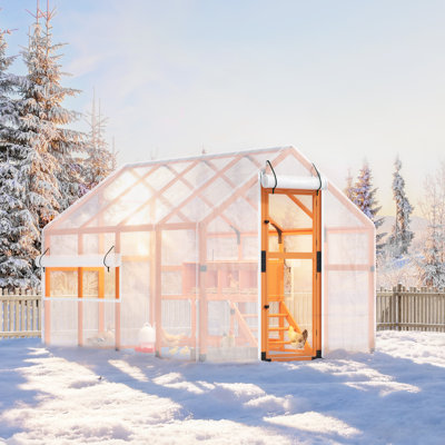 Large Outdoor Chicken Coop with Run & Nesting Boxes, Wooden Hen House with Waterproof Cover for Backyard Poultry