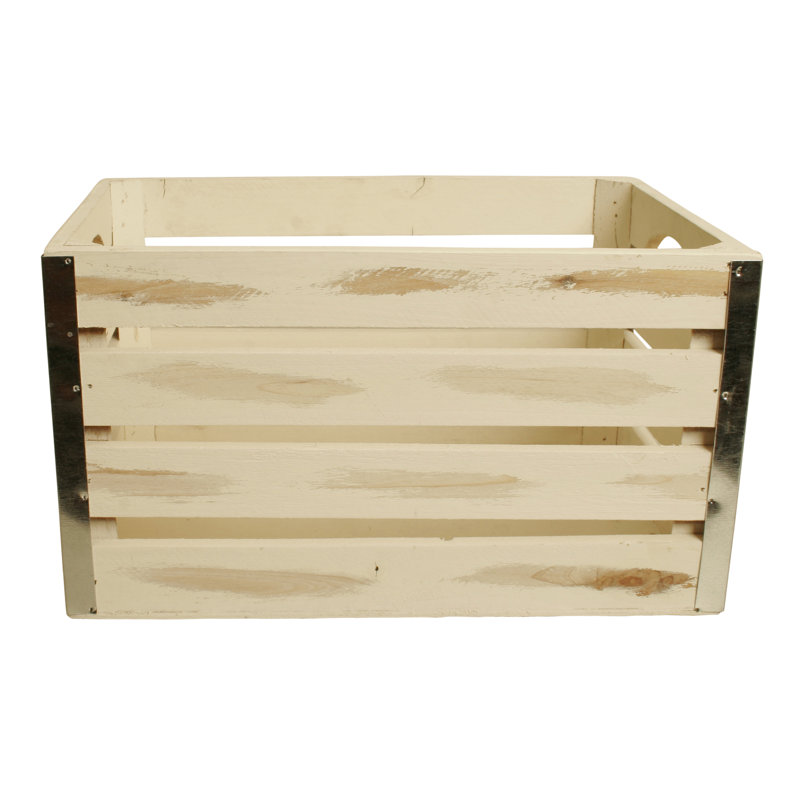 Ensemble de caisses en bois massif moyen 3 pièces, Blanc