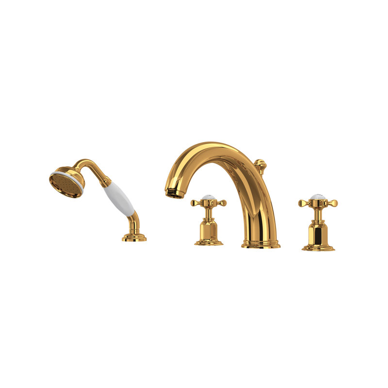 Robinet de baignoire Edwardian, Doré d'Angleterre, Poignées croix