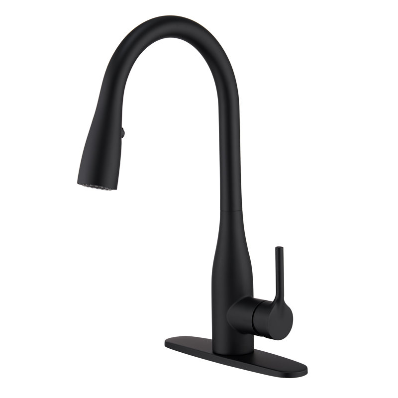 Mondawe Pull Down Kitchen Faucet, Matte Black