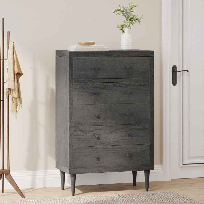 Commode à 5 tiroirs, une solution de rangement pour la chambre à coucher, Gris