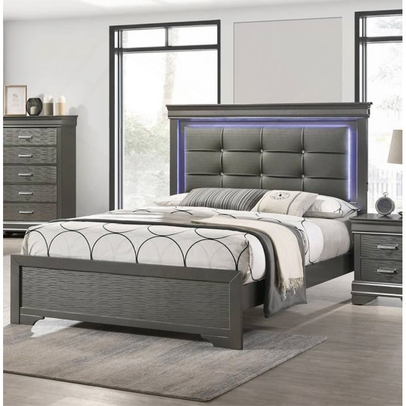 Mobilier de chambre à coucher 1Pc, Gris, Très grand lit