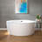 59" Freestanding Acrylic Round White Double Bathtub With Integrated Seat, Non-Slip Design-101055377