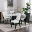 Chaise de salle à manger rembourrée en PU et velours-501805626