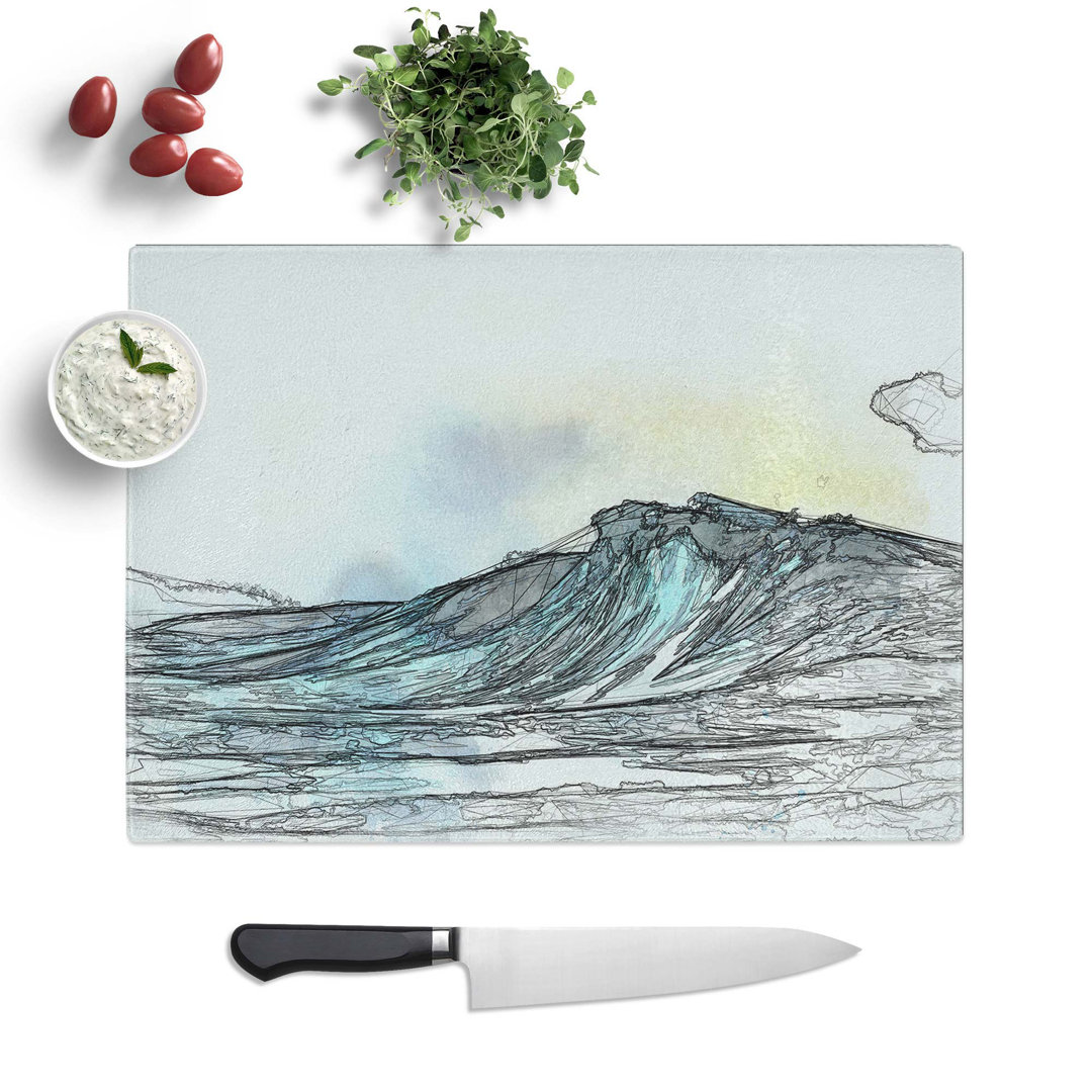 Tempered Glass Wave View in Abstract Chopping Board