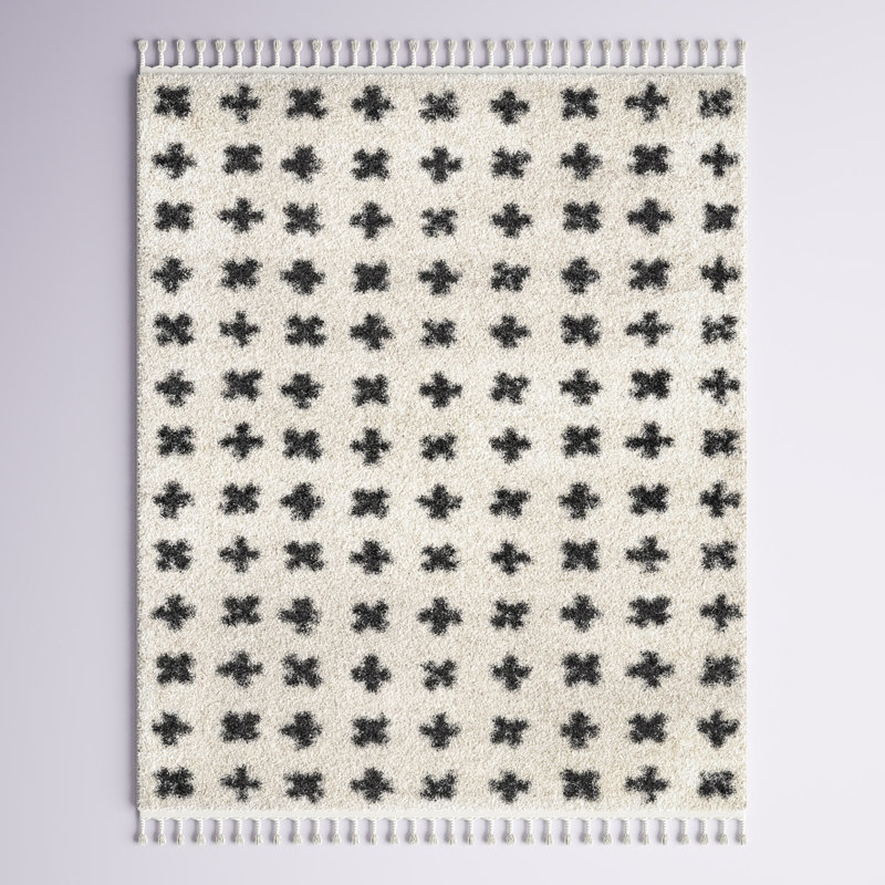 Tapis à poil long Biviana Tribal, Rectangle 5 pi 3 po x 7 pi 3 po
