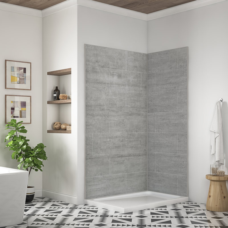 Panneaux de douche mur d'angle gris 80 po x 48 po Misty