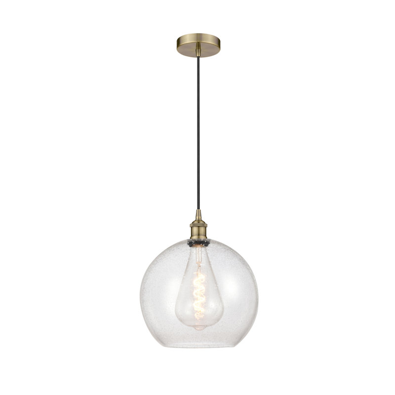 Luminaire suspendu sphère 1 lumière Ralph, Laiton antique, Bullé