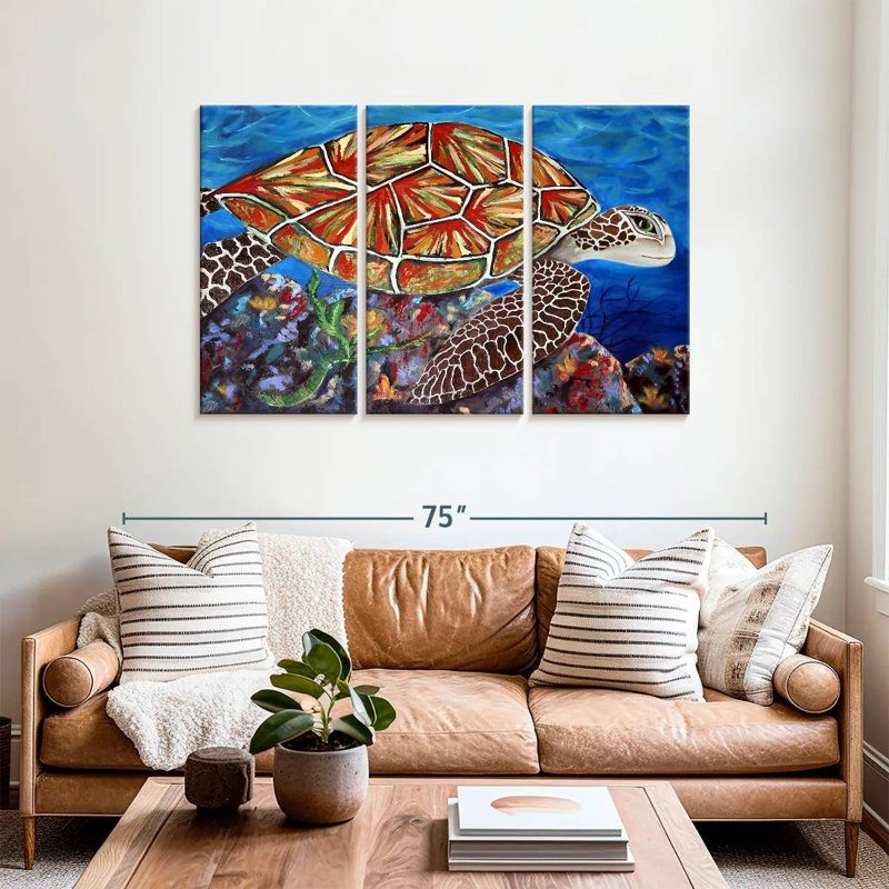 Brampt Splashy Sea Turtle, 36" H x 57" W