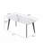 62.99" Modern Rectangular Dining Table White Artificial Stone Curved Edge Black Metal Legs 6 Person-13518880