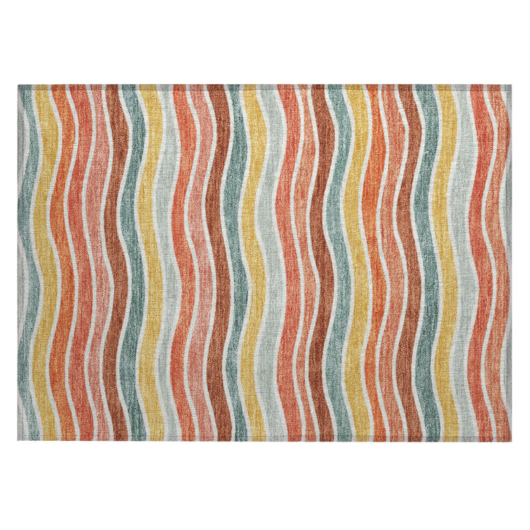 Machine Washable Indoor/Outdoor Micelotta ACN2333 Stripes Rug