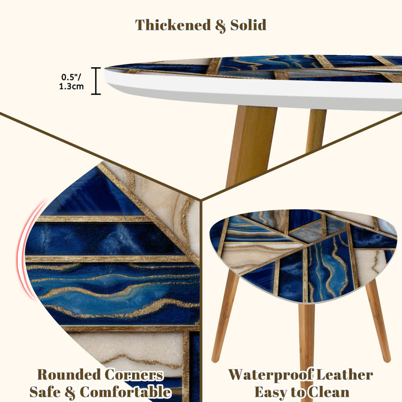 Ensemble de 2 tables basses gigognes triangulaires abstraites en mosaïque de marbre moderne, agate, granit, jaspe, table de bout, table d'appoint moderne et minimaliste pour le salon, la chambre à coucher