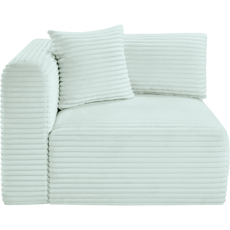 Fauteuil d'angle Carmean, Velours côtelé menthe