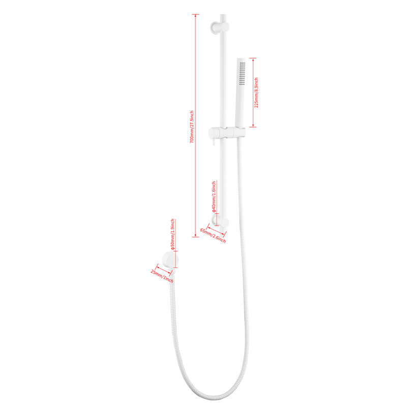 Shower Slide Bar Grab Rail With Handheld Head & 69" Hose - Modern Design Element Stainless Steel Spray And Advanced