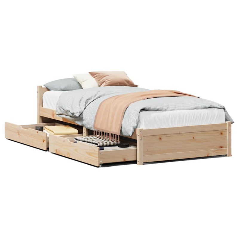 Solid Wood Drawers Bed Frame, 100 x 200cm