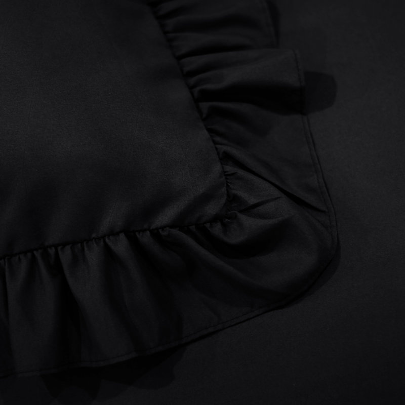 Amiela Microfiber Solid Colour Duvet Cover with Pillowcases, Black, Kingsize + 2 Standard Pillowcases