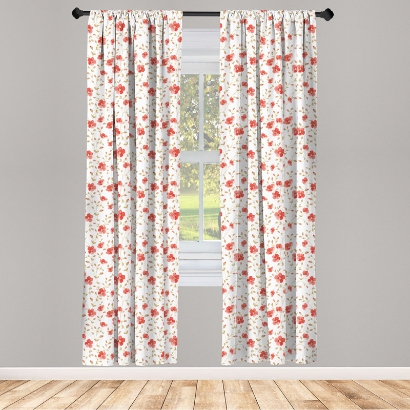Floral Semi-Sheer Rod Pocket Curtain Panels, 28" x 95"