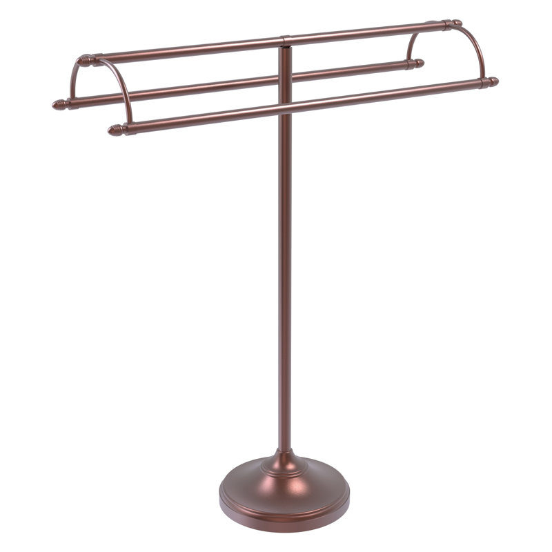 Porte-serviettes sur pied à double accoudoirs, Cuivre antique