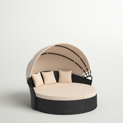 Thornton 66.92'' Wide Curved Wicker Patio Daybed with Cushions