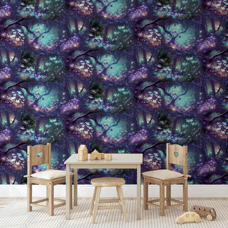 Oleda Dark Blue Magical Garden Wallpaper