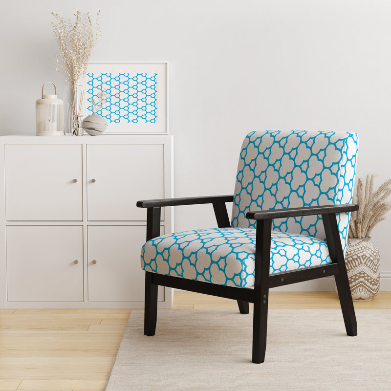 Fauteuil d'appoint rembourré à motif géométrique bleu à motif géométrique