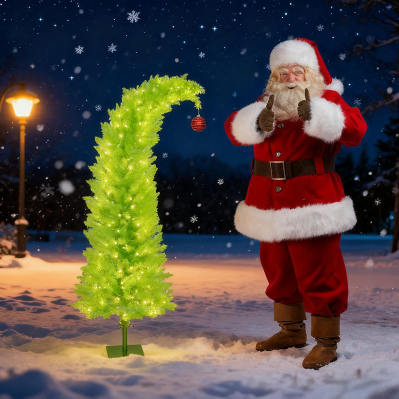 Arbre de Noël avec boule rouge et base en métal