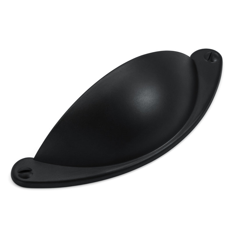 Black Zinc Rustic Cup Pull with Mounting Hardware