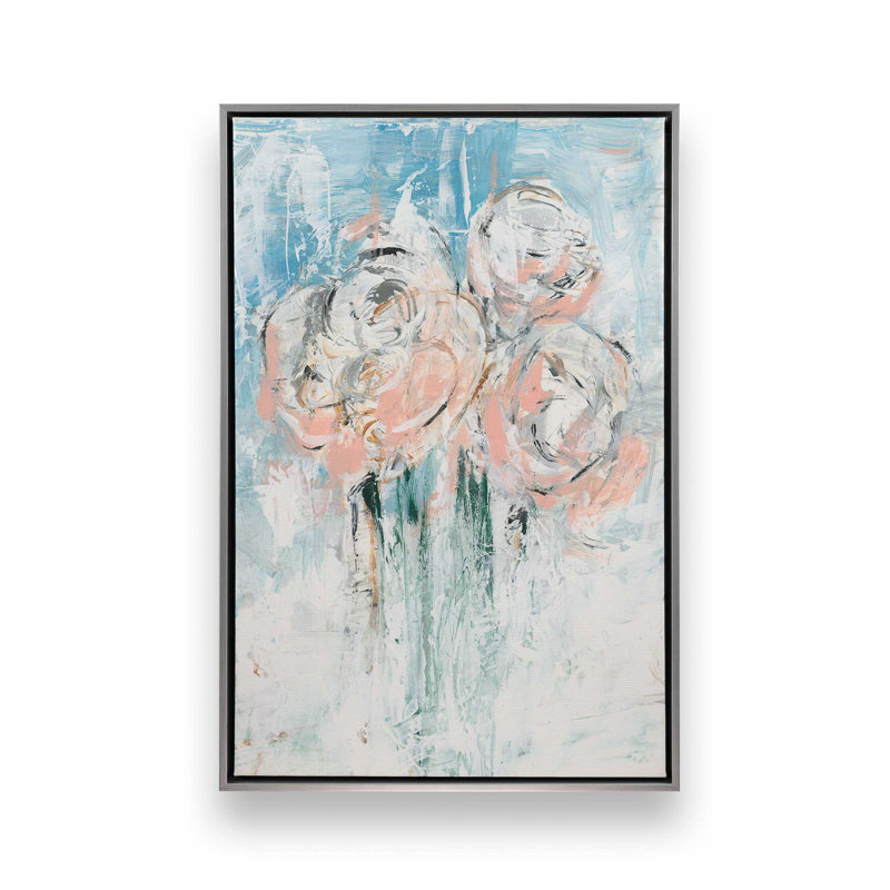 «Abstract Blush Bouquet II» par Ethan Harper, reproduction d'art, H 16 po x l 12 po, Argent argent