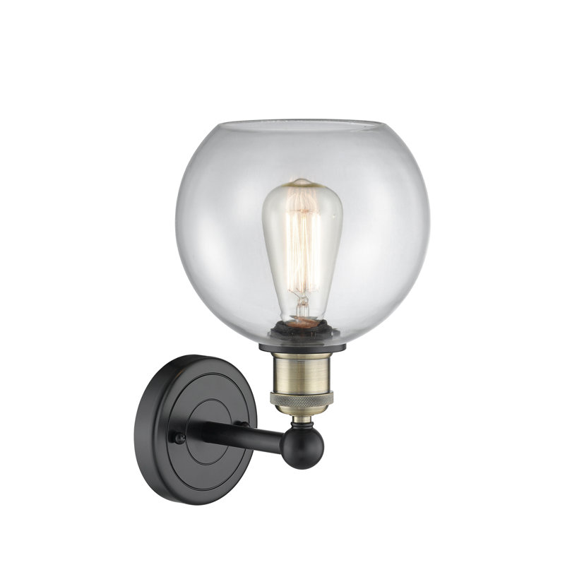 Ellington Steel Armed Sconce, Clear, Black Antique Brass