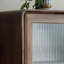 Solid wood bookcase with glass door-112529173