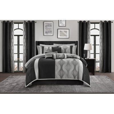 Kath Microfiber Jacquard 15 Piece Comforter Set