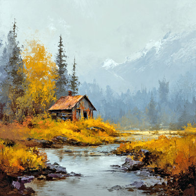 «Autumn Cabin Retreat», art mural sur toile tendue
