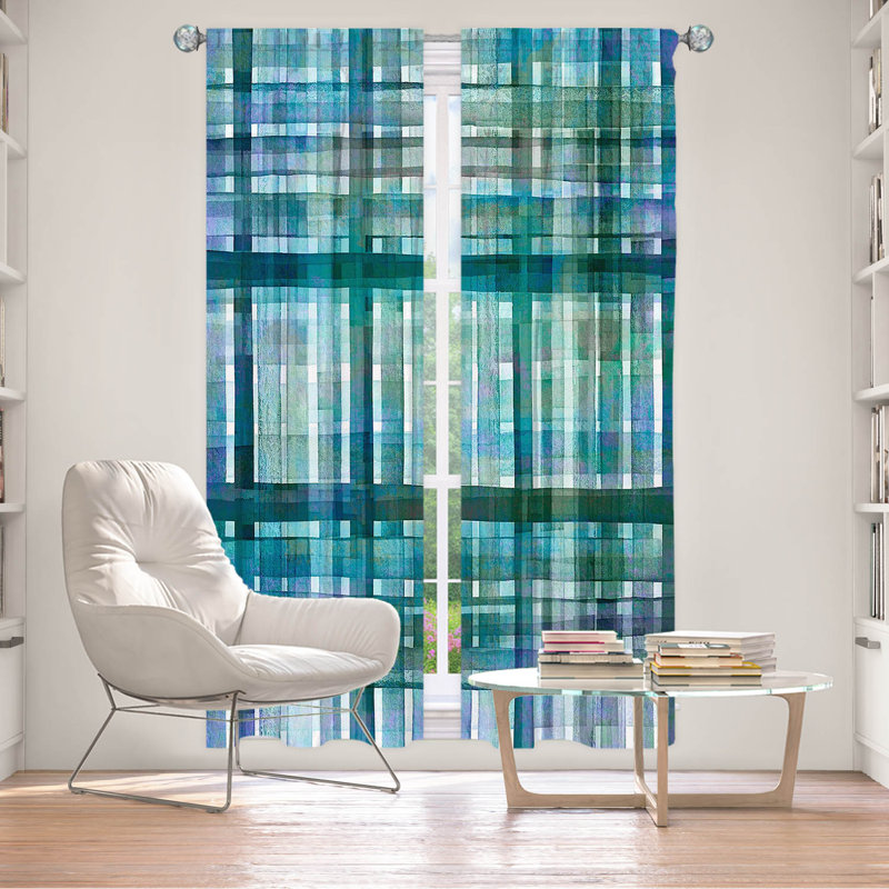 Room Darkening Curtain Pair, 20" W x 52" L, Blue/Green