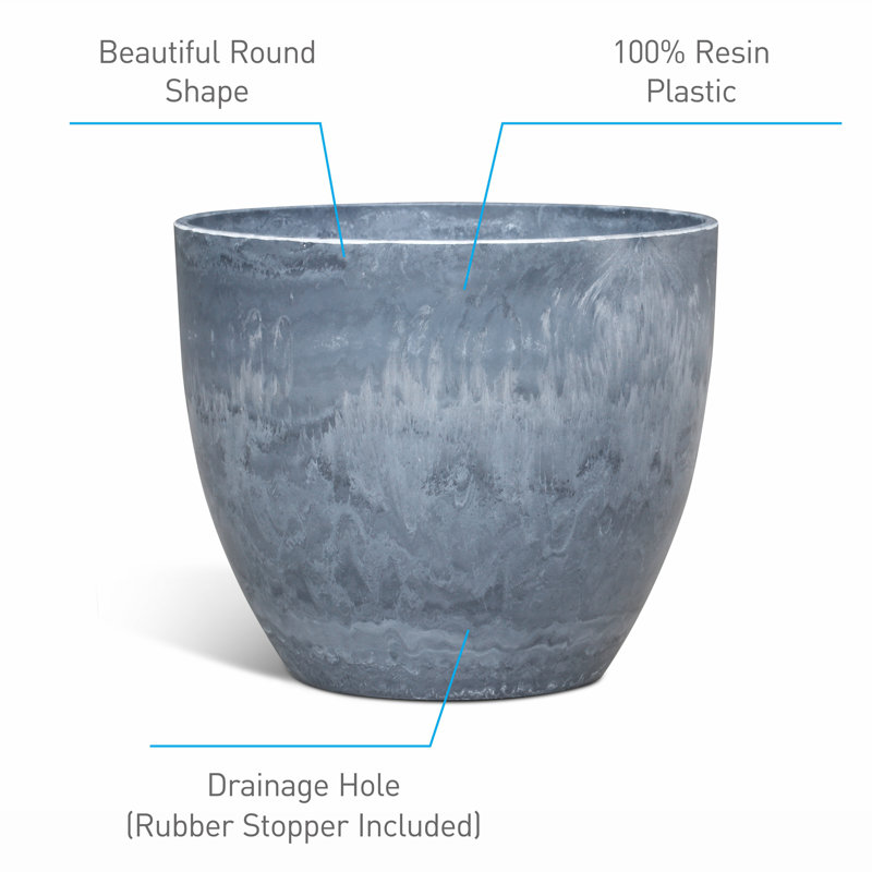 Higold - 10.6 Inch Plastic Plant Pot, Round Garden Pot, Plant Container, Indoor/outdoor Using, Great Home Decoration, Gift For Birthday, Housewarming, Dark Gray, Set Of 2