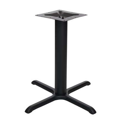 STB Black 30x30" Cross Indoor Dining Height Table Base 4" Column Bolt-On Plate