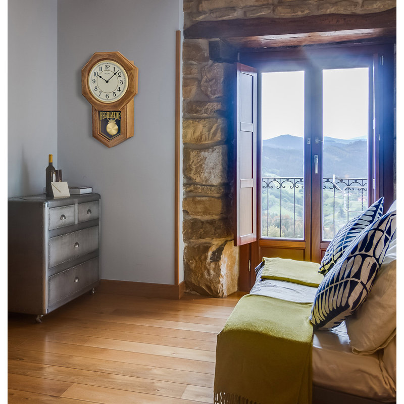 Thomaston Solid Wood Pendulum Wall Clock with Chime, C3545