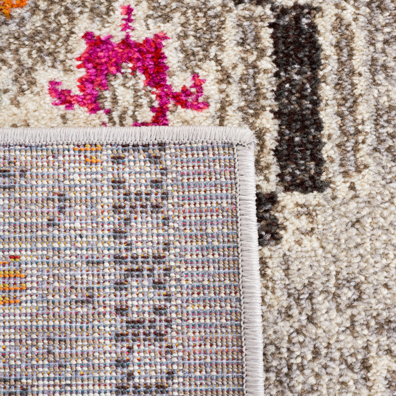 Ekam Southwestern Grey/Beige Area Rug, Rectangle 3' x 5'