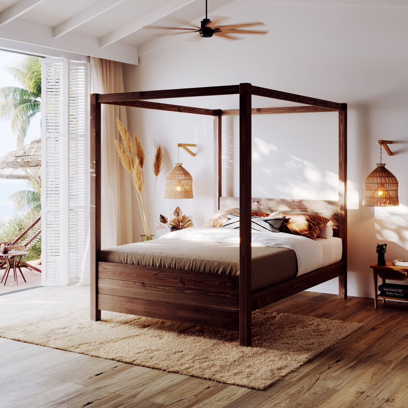 Desern Solid Wood Bed, Single (3'), Espresso Wood