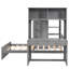 Lit mezzanine simple gris avec bureau, tablettes et garde-robe. Panneau de construction. Économise de l'espace et améliore la fonctionnalité. Construire-1075178845-1075178846