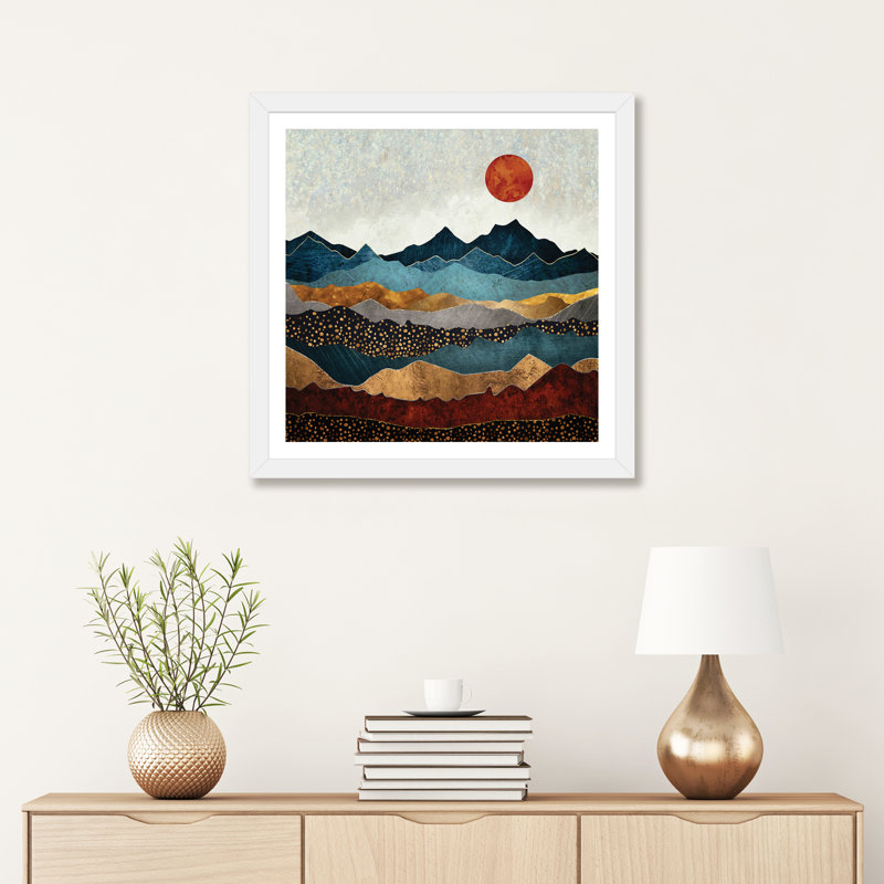 «Amber Dusk» par Spaceécur Designs - reproduction, H 24 po x l 24 po x P 1 po, Papier avec cadre blanc