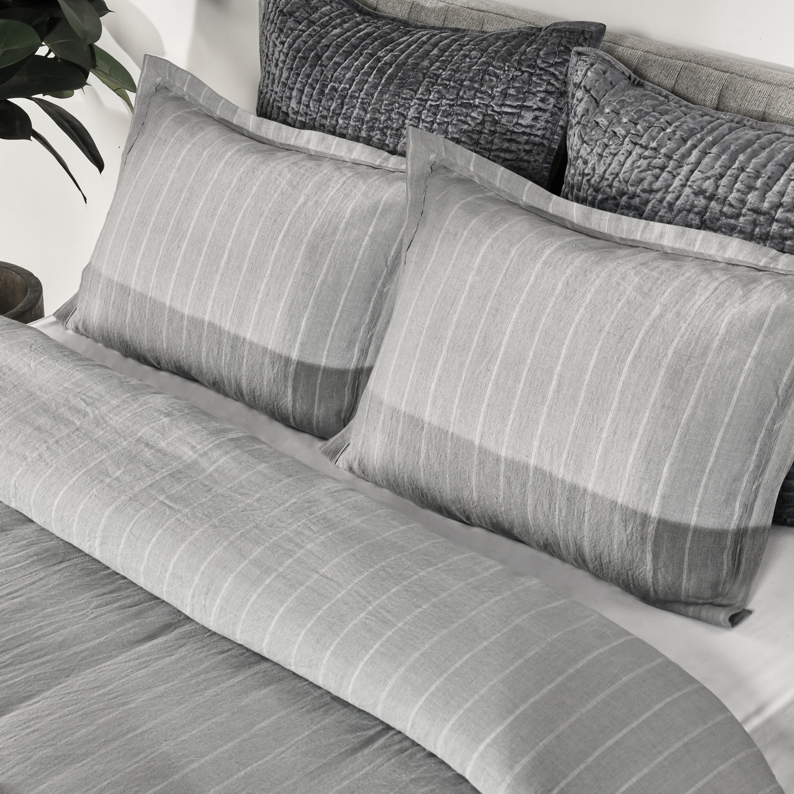 Keegan Linen Shams, Standard Sham, Sea Fog Blue