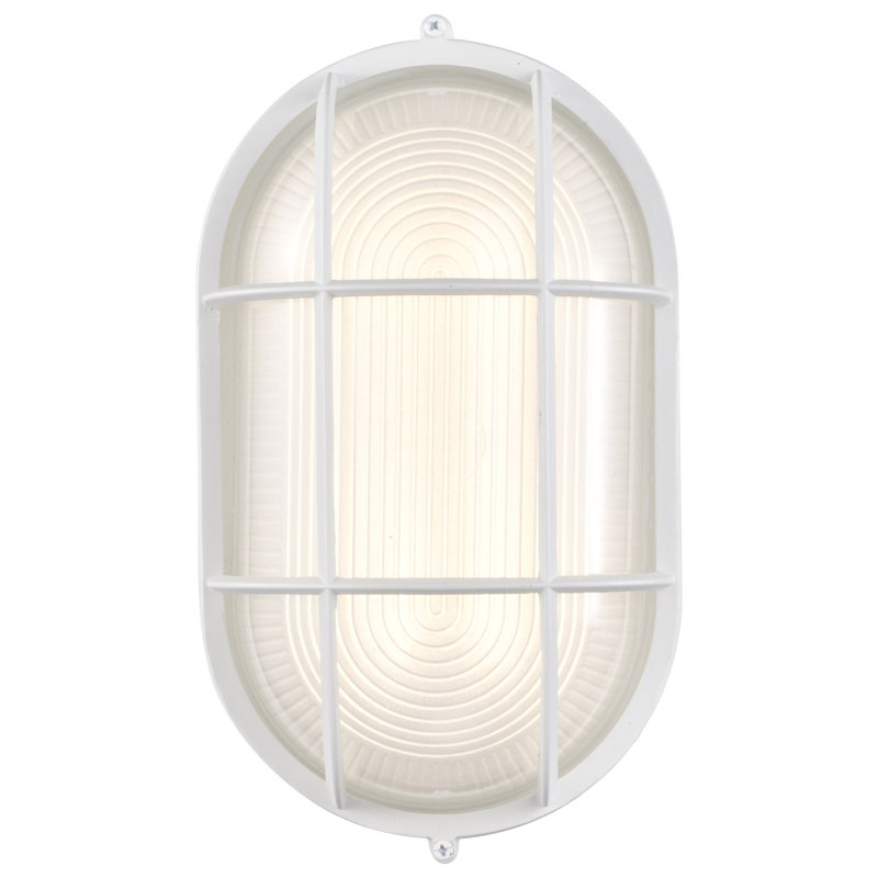 Alandis 11.03'' H Integrated LED Frosted Glass Outdoor Oval Bulkhead Light, White