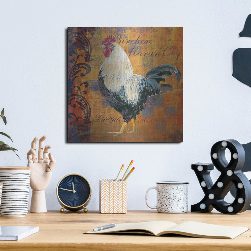  «Coq Motifs 3» par Art Licensing Studio, art mural en métal, 12 po x 12 po, H 12 po x l 12 po