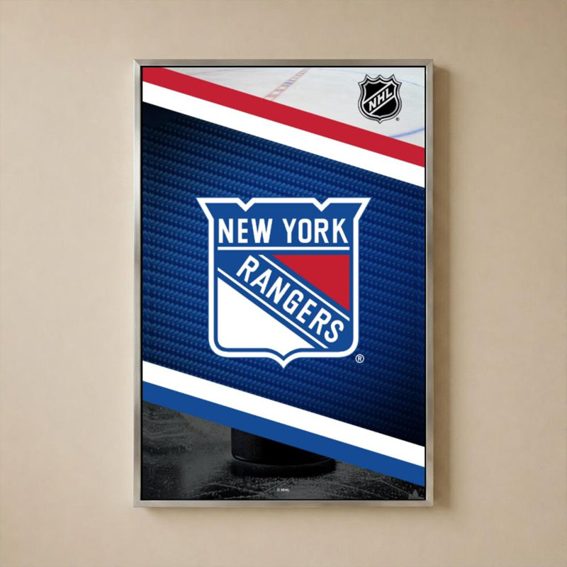 Décoration murale des Rangers de New York (NHL), 36" H x 24" W, Flat Floating Frame, Silver