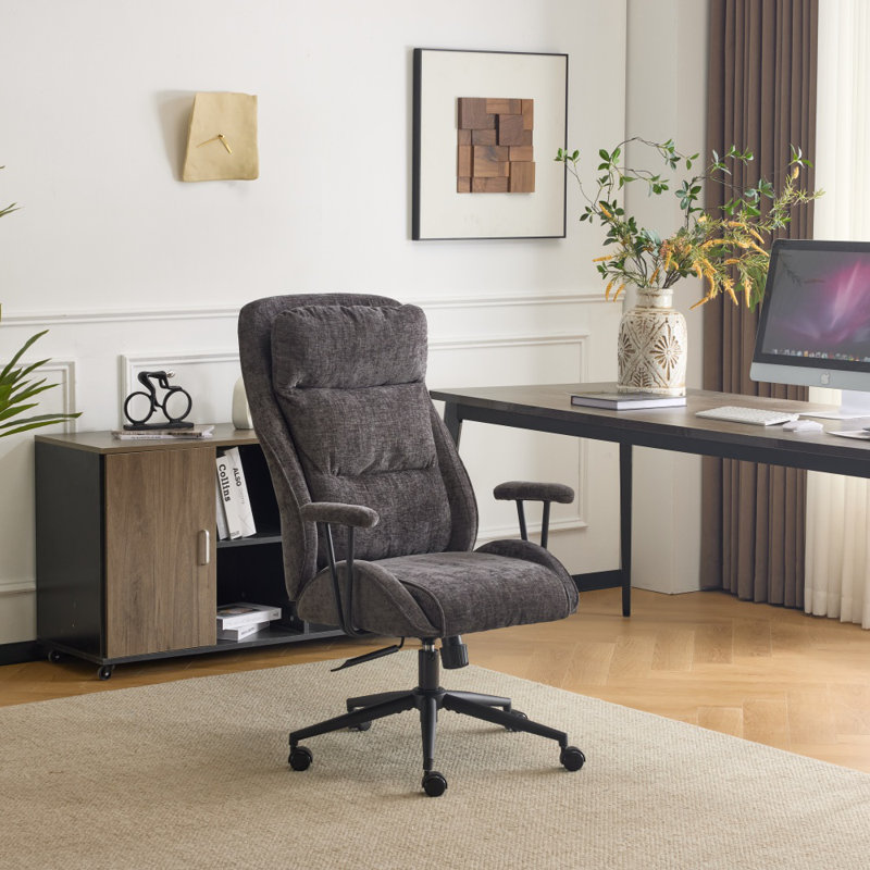 Chaise de bureau pivotante à dossier haut réglable 27,2 pouces, Gris