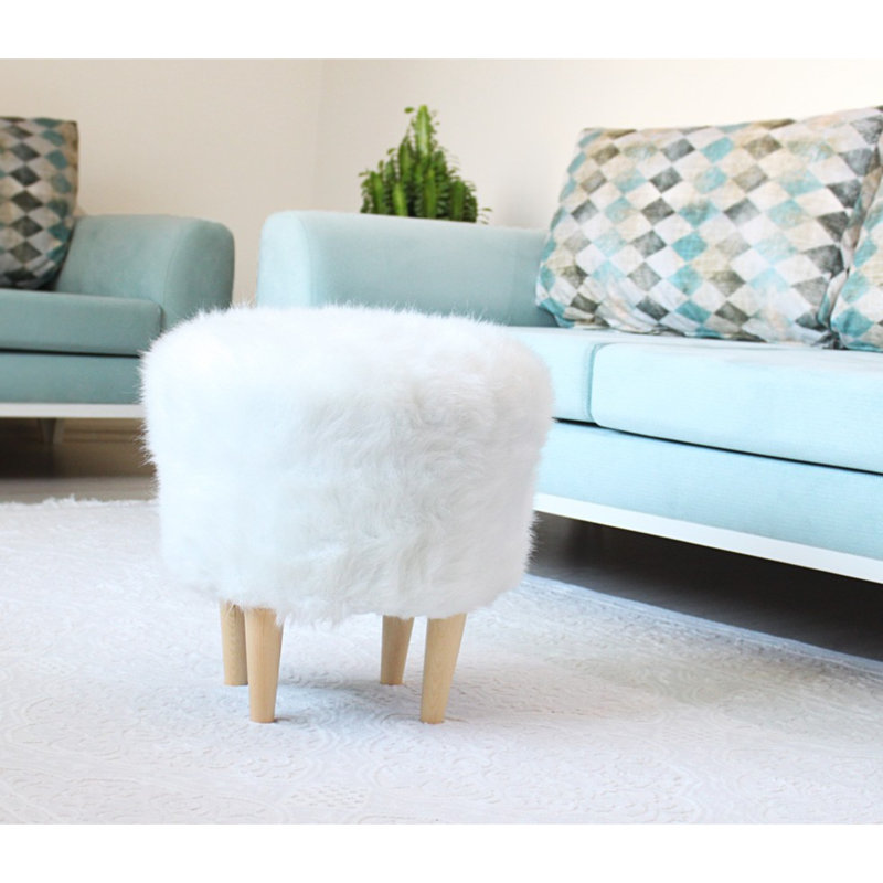 Repose-pieds rond 16,5 po Aijahlon, 100 % polyester blanc