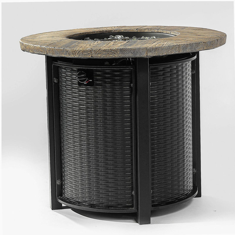 Circular propane pit table with lava rock