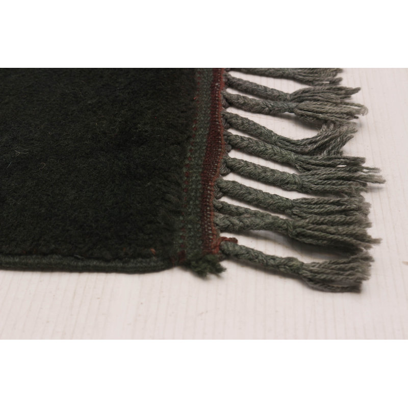 One-of-a-kind Hand Knotted Colour Transition Dark Green Wool Rug 6'4" x 10'4"