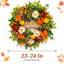 Couronne florale d'automne de 61 cm avec panneau de bienvenue pour porte d'entrée